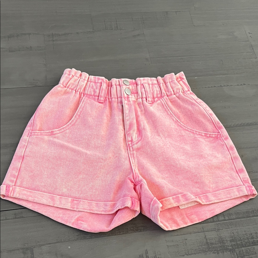 Pink Lily High Waist Pink Denim Shorts